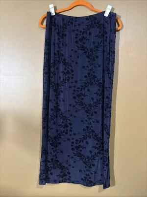 HC340. FALDA DE PUNTO DE VIAJE CITIKNITS PARA MUJER AZUL MARINO/NEGRO FLORAL TALLA GRANDE Foto 1 de 4