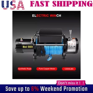 Electric Winch Truck 10,000 lb Synthetic Rope Remote Control Off-Road 4WD USA 6 - Picture 1 of 14