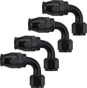4 Stück 6AN PTFE Schlauchendverschraubung 90° schwarz für PTFE Kraftstoffleitung Schlauch nur - Bild 1 von 5