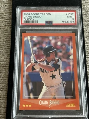 PSA 9 Craig Biggio 1988 Score Traded Glossy Rookie Astros HOF RC Mint - Image 1 of 2