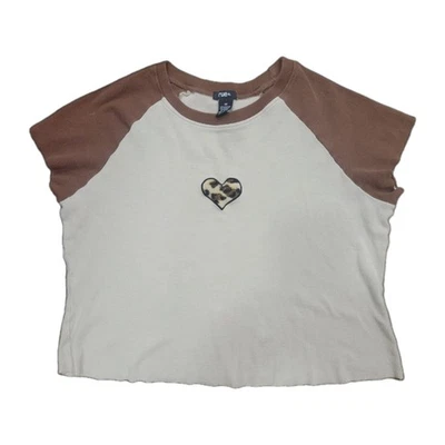 Camiseta corta Rye 21 marrón con estampado de leopardo corazón para mujer 2XL Foto 1 de 4