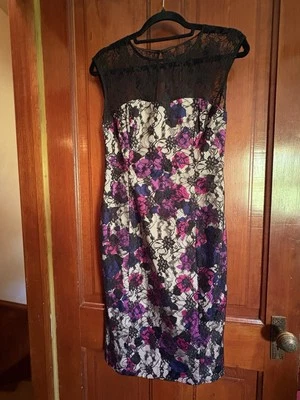 French Connection Women's Black Lace Overlay Floral Sheath Dress Size 4 - image 1 of 4