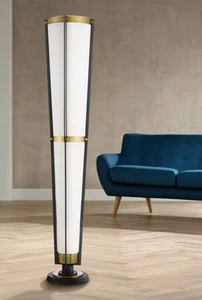 Vista Cone Modern Torchiere Floor Lamp 68" Tall Gunmetal Gray Brass for Bedroom - Picture 1 of 9