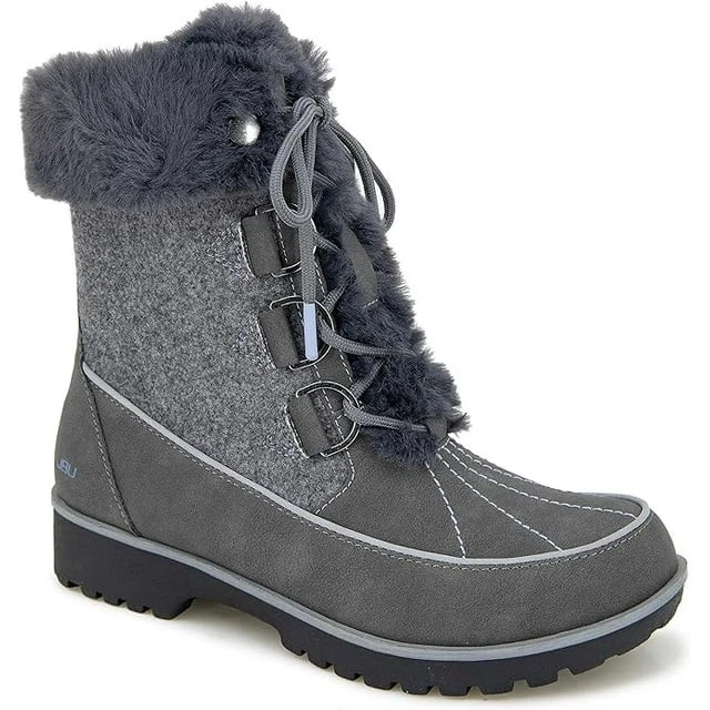 JBU Women's Colorado Cozy Faux Fur Lined Snow Boots Dark Grey Size 8
