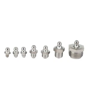 (2) M5-M14 1/8" 1/4" BSP 304 Stainless Grease Zerk Nipple Fitting Grease Gun - Picture 1 of 38