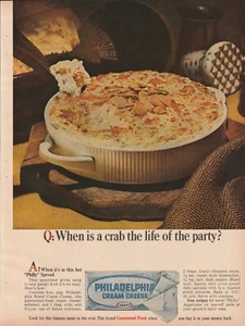 1964 Philadelphia Cream Cheese Vintage Print Ad 1960s Crab Dip Life of the Party - Picture 1 of 1