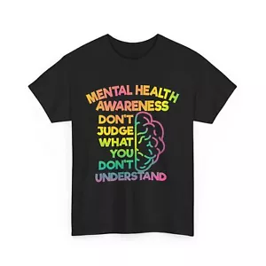 Don't Judge Mental Health Awareness Month Women Men Cute T-shirt - Picture 1 of 9