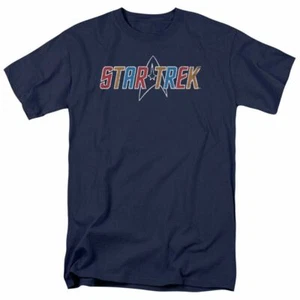 Star Trek Multi Colored Logo T Shirt Licensed Sci-Fi TV Classic Tee Navy Blue - Picture 1 of 2