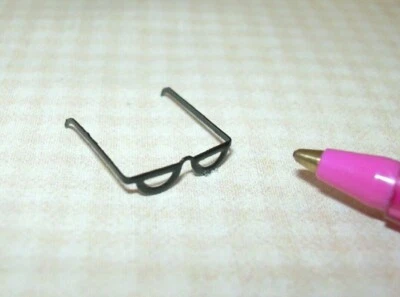 FARROW Miniature Black Frame "HALF Glasses" w/Lenses for DOLLHOUSE Miniatures 1:12