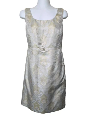 Vestido Amanda Smith Mujer 6 Jacquard Cremallera Estrás Cinturón 100% Seda Retro Foto 1 de 4