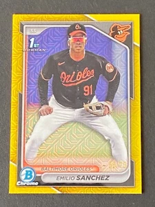 Emilio Sanchez 2024 Bowman Chrome 1st Yellow Mojo Refractor #ed 55/75 - Picture 1 of 10
