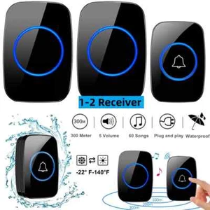 Wireless Doorbell 1000ft Range 36 Melodies IP44 Waterproof Easy Install US - Picture 1 of 24