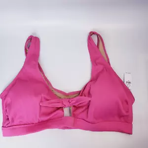 NUEVO CON ETIQUETAS - Antiguo Azul Marino - 3X Rosa Acanalado Corbata Bikini Top de Natación - Imagen 1 de 3