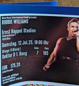 2x TOP Sitzplätze ROBBIE WILLIAMS Ernst-Happel-Stadion WIEN, 12.07.2025 - Bild 1 von 4