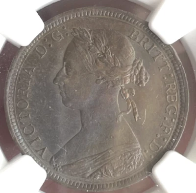 1887 Great Britain - Half Penny - Nice Bronze Toning NGC, AU details - Image 1 of 3