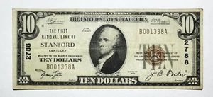 1929 $10 La prima banca nazionale di Stanford, Kentucky - Foto 1 di 2