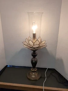 Vintage Capiz Shell Lotus Blossom Petal & Brass Lamp - Picture 1 of 6