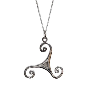 Triskele 925 Argento 20" Collana con ciondolo a catena Grande gioiello... - Foto 1 di 14
