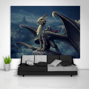 Póster de cubierta de sofá mesa cama arte tapiz jinete dragón colgante en la pared - Imagen 1 de 12