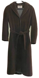 VTG Bill Blass Signature sz 2 brown soft 100% Baby Alpaca overcoat made Poland - Picture 1 of 12