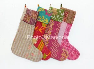 Calza Kantha vintage, cotone, calza natalizia, calza stampa floreale - Foto 1 di 2