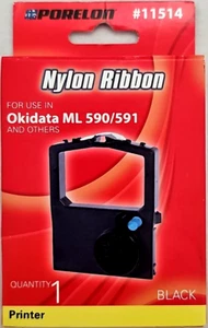 PORELON Printer Nylon Ribbon #11514 Black for Okidata ML 590/591 and others - Picture 1 of 8