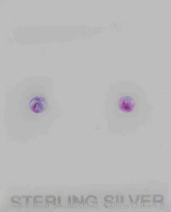 GENUINE PINK OPAL STUD EARRINGS .925 STERLING SILVER -New With Tag -MADE IN USA - Picture 1 of 4