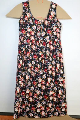 Antigo Vestido Midi Pinwale Veludo Paisley Floral Shift Pinafore Jumper Aprox. P.2X - Imagem 1 de 4