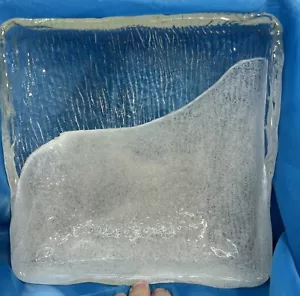 Vintage IWATA Toshichi Art Glass Bowl 8” Square x 2 1/2" D Japan Foam Glass - Picture 1 of 11