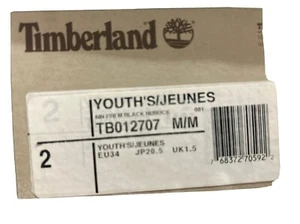 Kids Timberland Black Leather Waterproof Boots Boys boots Girls boots Size 2 - Picture 1 of 6