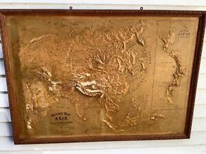 1901 Relief Map Of Asia 48"x 34" Central School Supply House