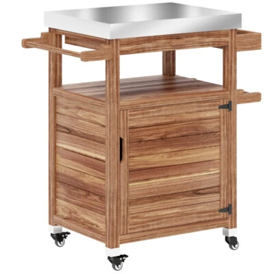 Outdoor Bar Cart Grill Table Brown - Image 1 of 4