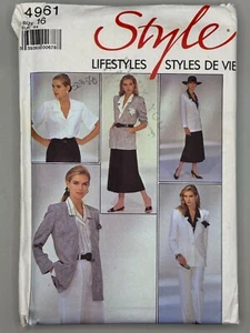 Vintage 80s STYLE Sewing Pattern 4961 Jacket, Skirt, Shirt, Pants Size 16 UNCUT - Picture 1 of 7