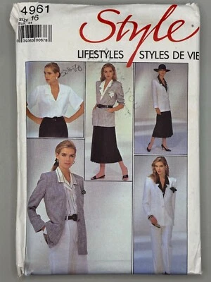 Vintage 80s STYLE Sewing Pattern 4961 Jacket, Skirt, Shirt, Pants Size 16 UNCUT - Image 1 of 4