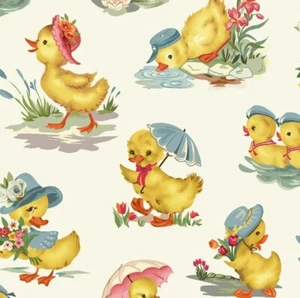 Freckle And Lollie Little Darlings Playful Baby Ducks Quilt Fabric by the Yard - Picture 1 of 3