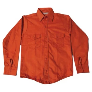 Vintage Cone FROSTPROOF Orange Chamois Long Flannel Button Wool Suede Work Shirt - Picture 1 of 4