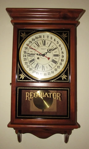 The New Emgland Clock Co Calendar Regulator Wall Clock 8-Day, Time/Strike Cover