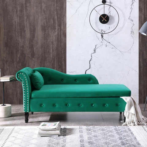 Storage Chaise Lounge Chaises Bench Lounges Settee Chair Chairs Furniture Tufted Cover