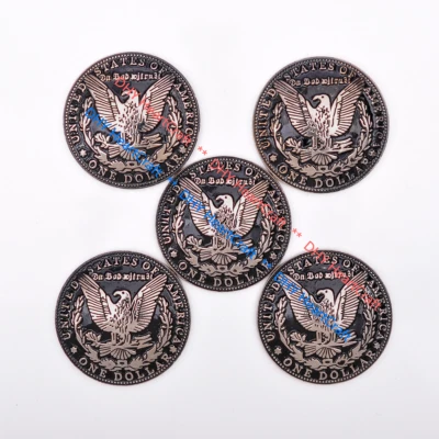 10X Two-Tone Silver Morgan Dollar Eagle Coin Leathercraft Conchos Screwback 37MM - Image 1 of 4