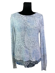 SIONI Size L White & Blue Animal Print Contrasting Trim Pullover Sweater - Picture 1 of 10