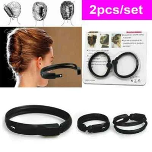 Women Hair Styling Updo Donut Bun Clip Tool French Twist Maker Holder 2Pcs/Set - Picture 1 of 10