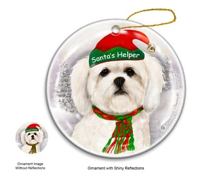 Santa's Helper Ornament - White Lhasa Apso 4165B - Picture 1 of 1