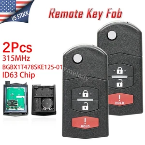 2 For 2011 2012 2013 2014 2015 Mazda 2 5 Keyless Entry Remote Key Fob 3 Buttons - Picture 1 of 8