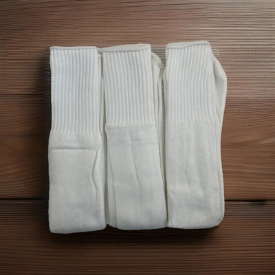 DEAL! 3 Pack! VTG Tube Socks White 10-14 Men's NOS Pairs Acrylic 80s 90s 22" - Image 1 of 4
