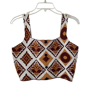 Neu mit Etikett Cider ärmelloses bauchfreies Strick-Tanktop Southwestern Azteken-Design Größe Large - Bild 1 von 5