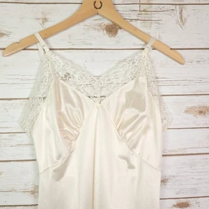 80s Vintage Slip Dress Sears Size 36 Ivory Lace Trim Going Out Date Night - Picture 1 of 5