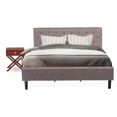 Juego de dormitorio East West Furniture Nolan 2 piezas madera king en marrón/borgoña Foto 1 de 4