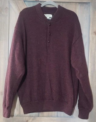 Cabela's Para Hombres Grande Lana Henley Suéter Borgoña Cortavientos Ajustador Forrado  Foto 1 de 4