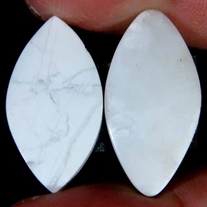 22.05Cts 100%Natural White Howlite Marquiae Pair 12x23x4mm Cab loose Gemstone - Picture 1 of 5