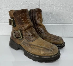 Stivali vintage GBX pelle grossa uomo 10 marrone fibbia suola a strappo punk biker grunge - Foto 1 di 10